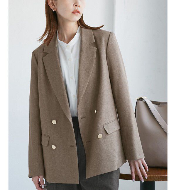 Rope&rsquo;Picnic「【WEB限定・ミドル丈】レディハンサムシリーズ ウールライク金ボタンジャケット(半裏地)/通勤対応」|テーラードジャケット|