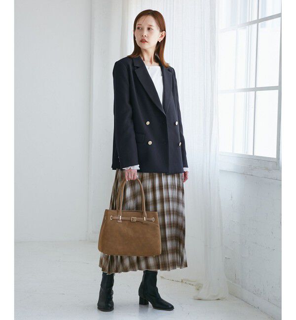 Rope&rsquo;Picnic「【WEB限定・ミドル丈】レディハンサムシリーズ ウールライク金ボタンジャケット(半裏地)/通勤対応」|テーラードジャケット|