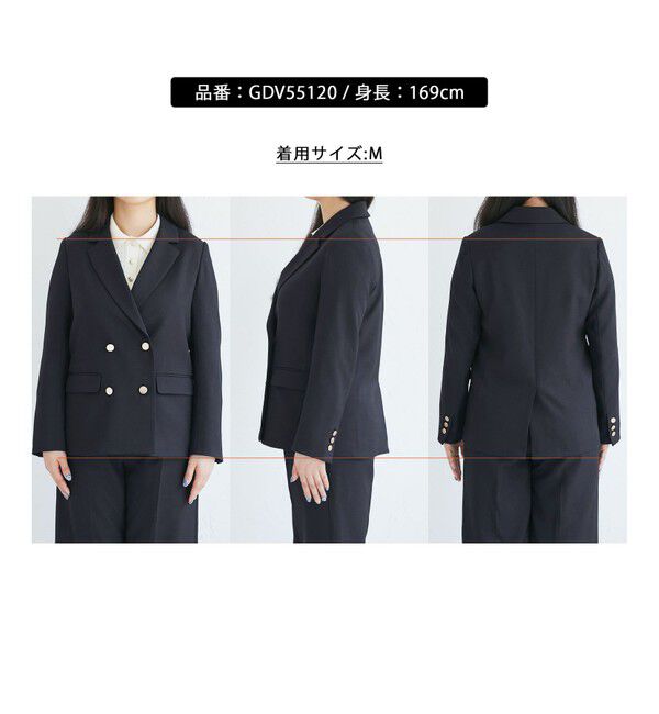 Rope&rsquo;Picnic「【WEB限定・ミドル丈】レディハンサムシリーズ ウールライク金ボタンジャケット(半裏地)/通勤対応」|テーラードジャケット|