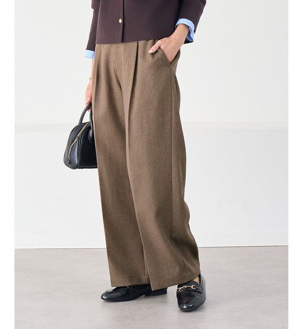 Rope&rsquo;Picnic「【低身長・小柄さんサイズ】レディハンサムシリーズ ウールライクウエストタックセミワイドパンツ」|スラックス|
