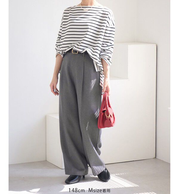 Rope&rsquo;Picnic「【低身長・小柄さんサイズ】レディハンサムシリーズ ウールライクウエストタックセミワイドパンツ」|スラックス|