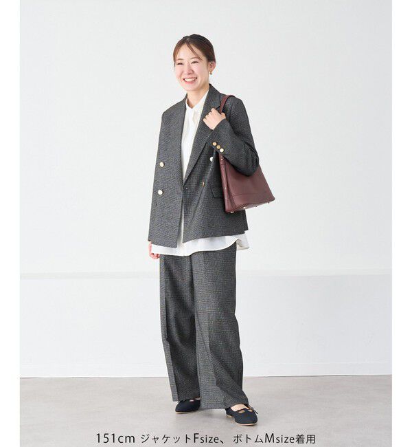 Rope&rsquo;Picnic「【低身長・小柄さんサイズ】レディハンサムシリーズ ウールライクウエストタックセミワイドパンツ」|スラックス|