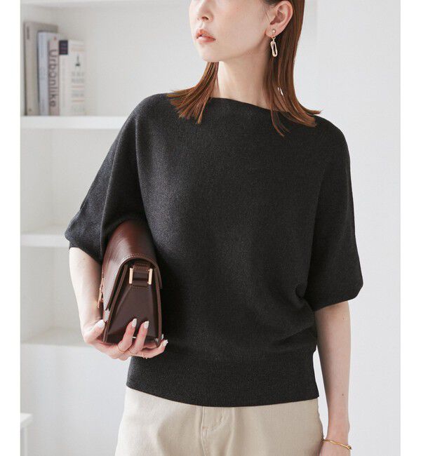 Rope&rsquo;Picnic「ラメ混ドルマン7分袖ニット」|ニット・セーター|チャコール(06)