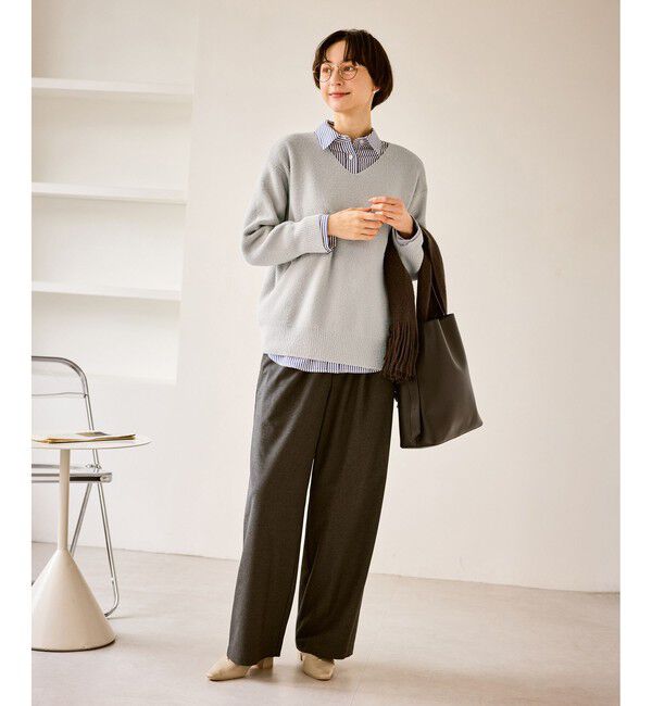 Rope&rsquo;Picnic「【新色追加】スフレニットシリーズ Vネックニットプルオーバー/イージーケア・リンクコーデ」|ニット・セーター|