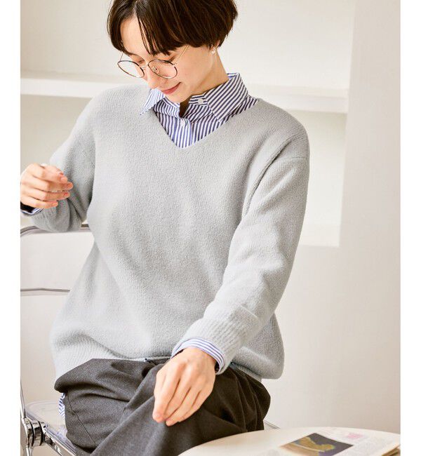 Rope&rsquo;Picnic「【新色追加】スフレニットシリーズ Vネックニットプルオーバー/イージーケア・リンクコーデ」|ニット・セーター|