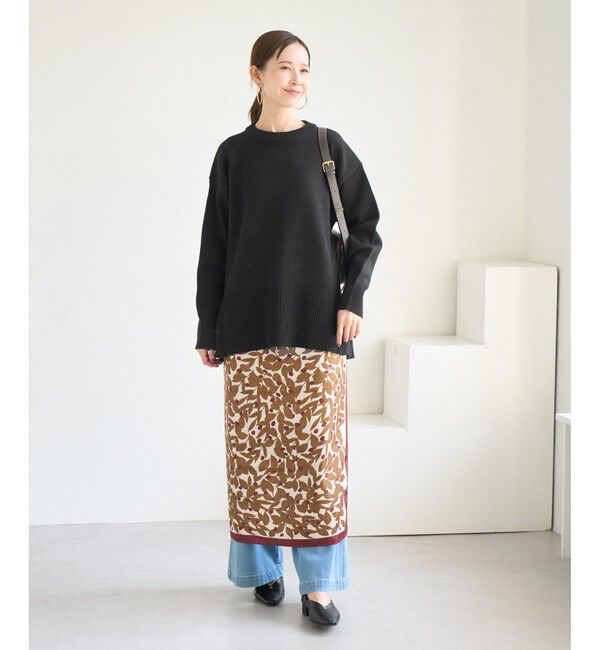 Rope&rsquo;Picnic「【新色追加】着丈が選べるクルーネックサイドスリットニットプルオーバー/イージーケア」|ニット・セーター|