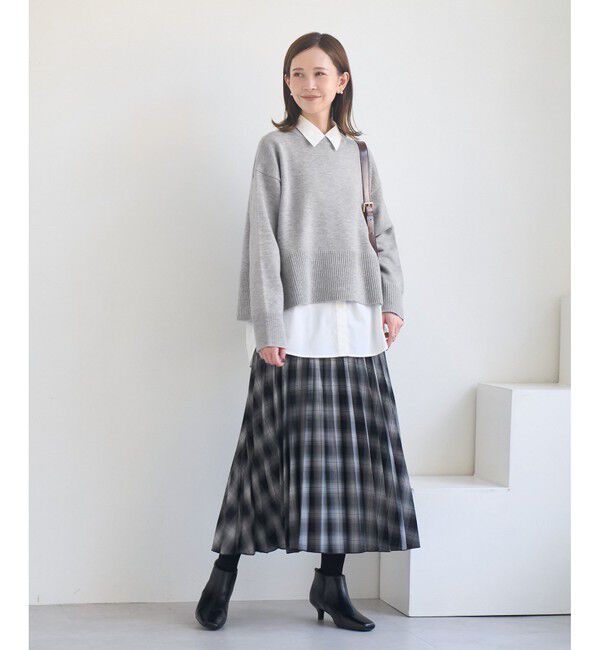 Rope&rsquo;Picnic「【新色追加】着丈が選べるクルーネックサイドスリットニットプルオーバー/イージーケア」|ニット・セーター|