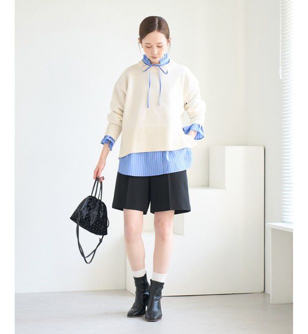 Rope&rsquo;Picnic「【新色追加】着丈が選べるクルーネックサイドスリットニットプルオーバー/イージーケア」|ニット・セーター|