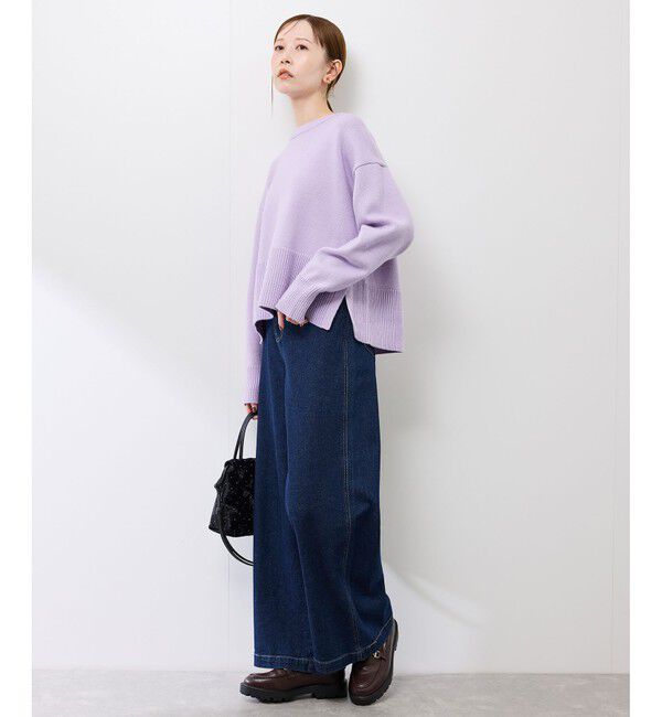 Rope&rsquo;Picnic「【新色追加】着丈が選べるクルーネックサイドスリットニットプルオーバー/イージーケア」|ニット・セーター|
