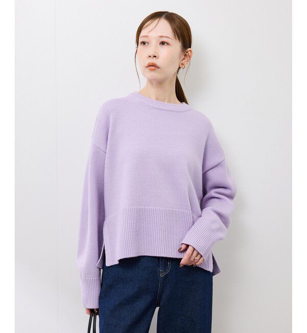 Rope&rsquo;Picnic「【新色追加】着丈が選べるクルーネックサイドスリットニットプルオーバー/イージーケア」|ニット・セーター|
