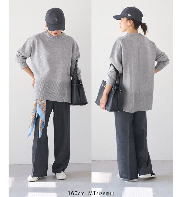 Rope&rsquo;Picnic「【新色追加】着丈が選べるクルーネックサイドスリットニットプルオーバー/イージーケア」|ニット・セーター|