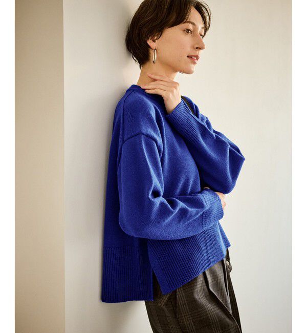 Rope&rsquo;Picnic「【新色追加】着丈が選べるクルーネックサイドスリットニットプルオーバー/イージーケア」|ニット・セーター|