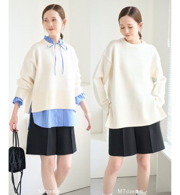 Rope&rsquo;Picnic「【新色追加】着丈が選べるクルーネックサイドスリットニットプルオーバー/イージーケア」|ニット・セーター|