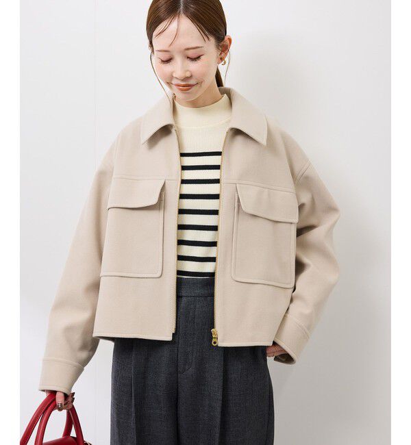 Rope&rsquo;Picnic「ジャージーメルトンシリーズ ポケット付きジップブルゾン/リンクコーデ」|ブルゾン・スタジャン|