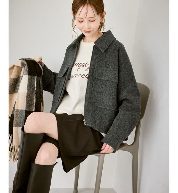 Rope&rsquo;Picnic「ジャージーメルトンシリーズ ポケット付きジップブルゾン/リンクコーデ」|ブルゾン・スタジャン|