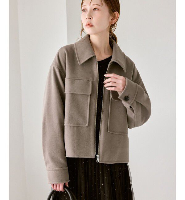 Rope&rsquo;Picnic「ジャージーメルトンシリーズ ポケット付きジップブルゾン/リンクコーデ」|ブルゾン・スタジャン|ブラウン系(23)
