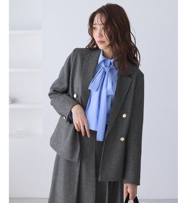 Rope&rsquo;Picnic「レディハンサムシリーズ ウールライク金ボタンジャケット(総裏地)/セットアップ対応」|テーラードジャケット|