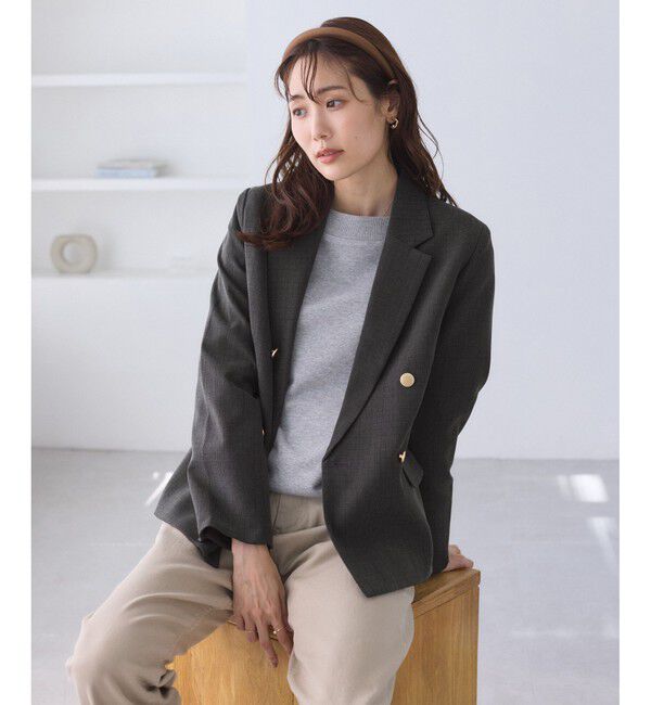 Rope&rsquo;Picnic「レディハンサムシリーズ ウールライク金ボタンジャケット(総裏地)/セットアップ対応」|テーラードジャケット|