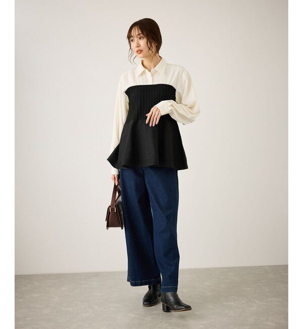 Rope&rsquo;Picnic「シャツドッキングペプラムニット」|シャツ・ブラウス|