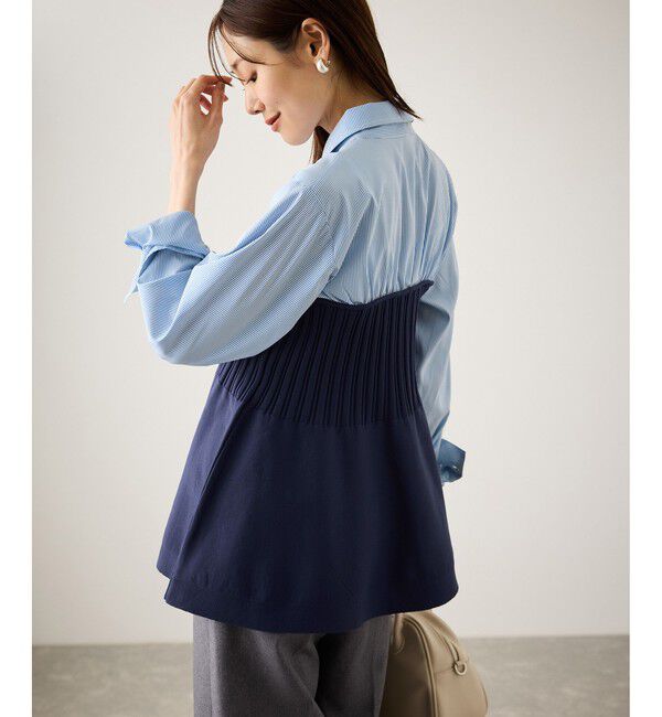 Rope&rsquo;Picnic「シャツドッキングペプラムニット」|シャツ・ブラウス|