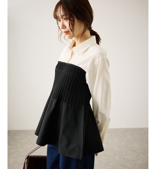 Rope&rsquo;Picnic「シャツドッキングペプラムニット」|シャツ・ブラウス|