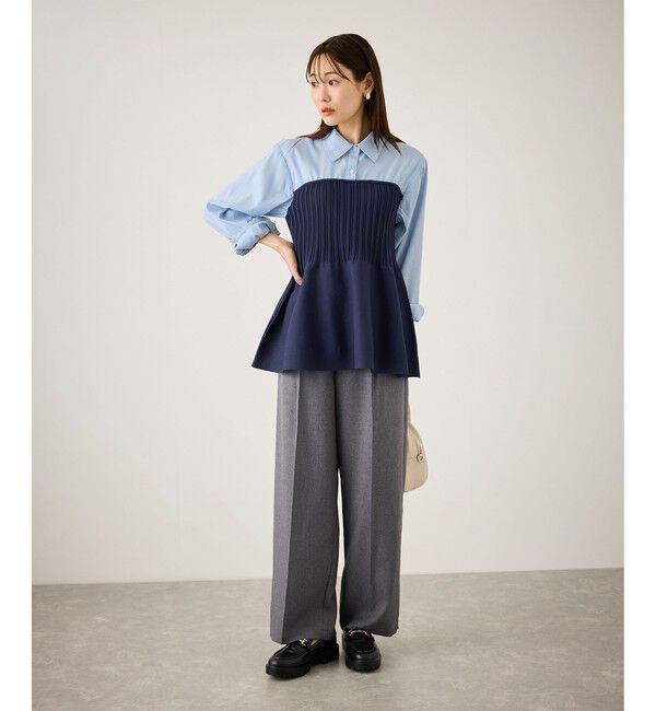 Rope&rsquo;Picnic「シャツドッキングペプラムニット」|シャツ・ブラウス|