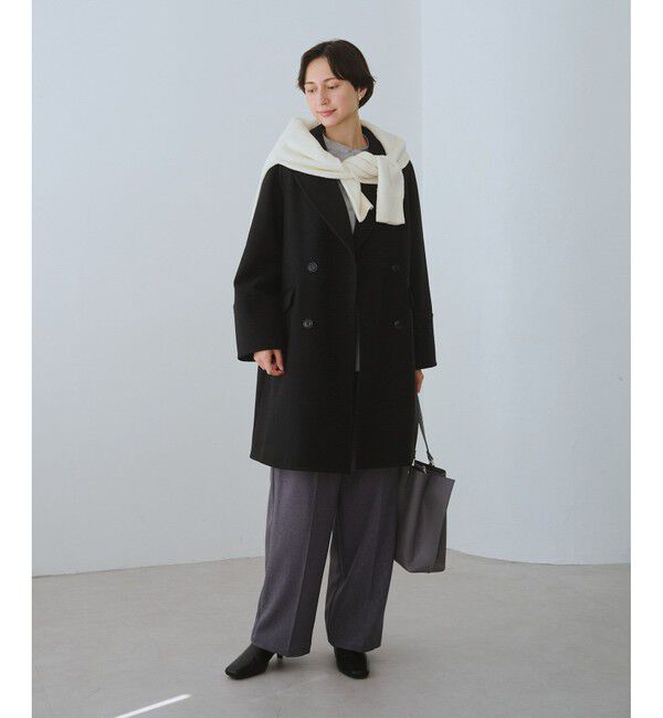 Rope&rsquo;Picnic「ジャージメルトン無地＆チェックオーバーPコート/一部WEB限定カラー・リンクコーデ」|ピーコート|