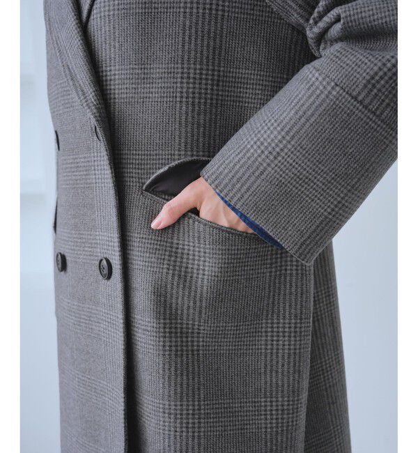 Rope&rsquo;Picnic「ジャージメルトン無地＆チェックオーバーPコート/一部WEB限定カラー・リンクコーデ」|ピーコート|