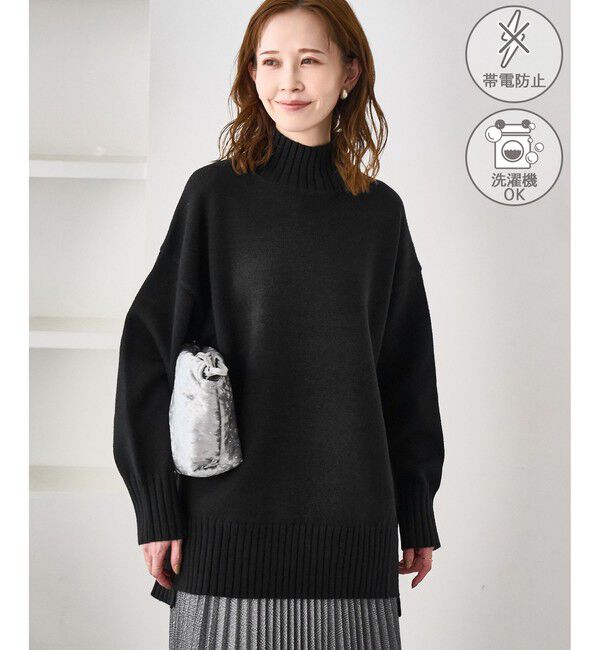 Rope&rsquo;Picnic「【WEB限定】サイドスリットニットプルオーバー/イージーケア」|ニット・セーター|ブラック(01)