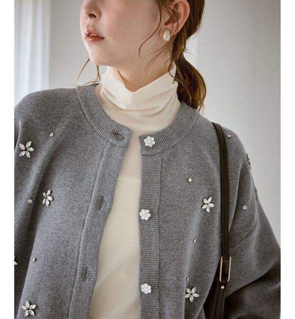 Rope&rsquo;Picnic「ビジューニットカーディガン」|カーディガン|グレー(07)