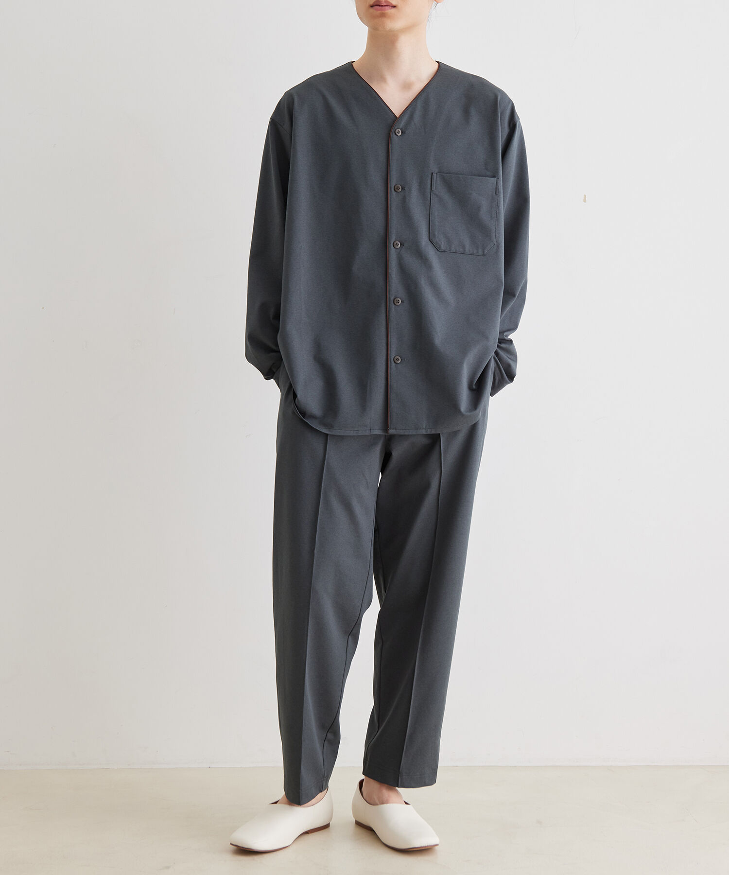 ADAM ET ROPE'「ボックスシルエット ジャージー カーディガン / 速乾 / 冷感 / イージーケア / ユニセックス」|カーディガン|