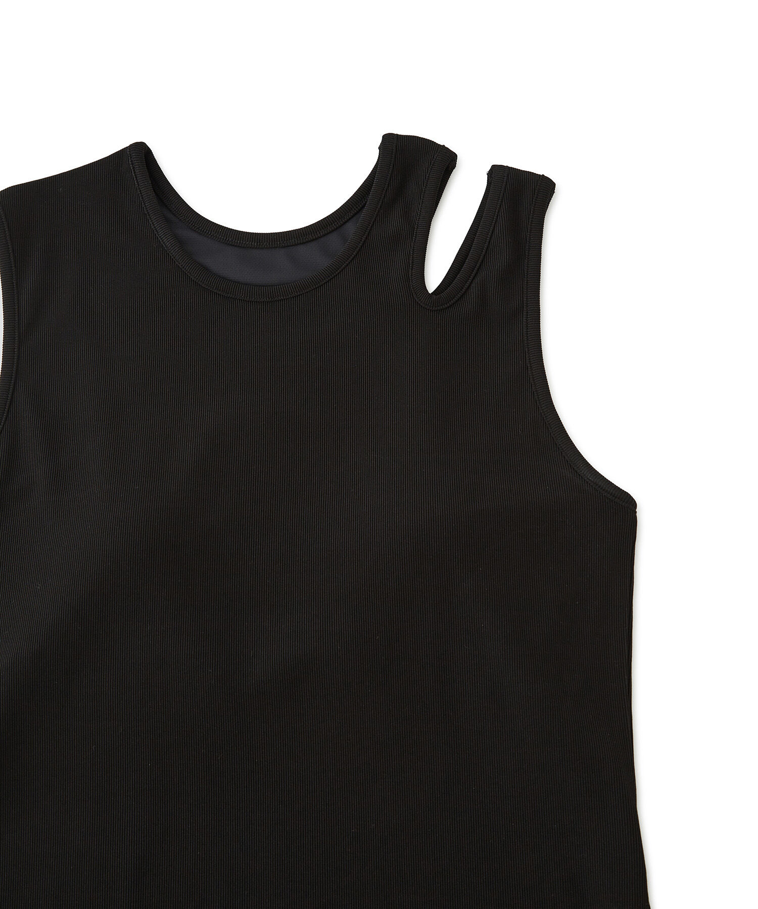 ADAM ET ROPE'「【接触冷感・洗える】カップ付きアシンメトリーカッティングタンク」|タンクトップ|