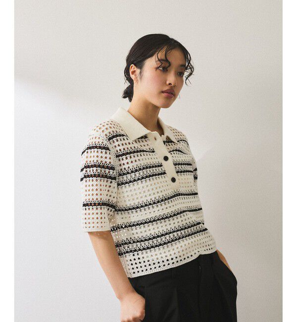 ADAM ET ROPE'「【WEB限定】クロシェニットポロ」|ニット・セーター|