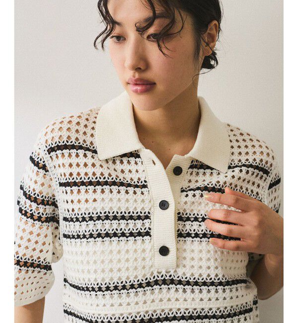 ADAM ET ROPE'「【WEB限定】クロシェニットポロ」|ニット・セーター|