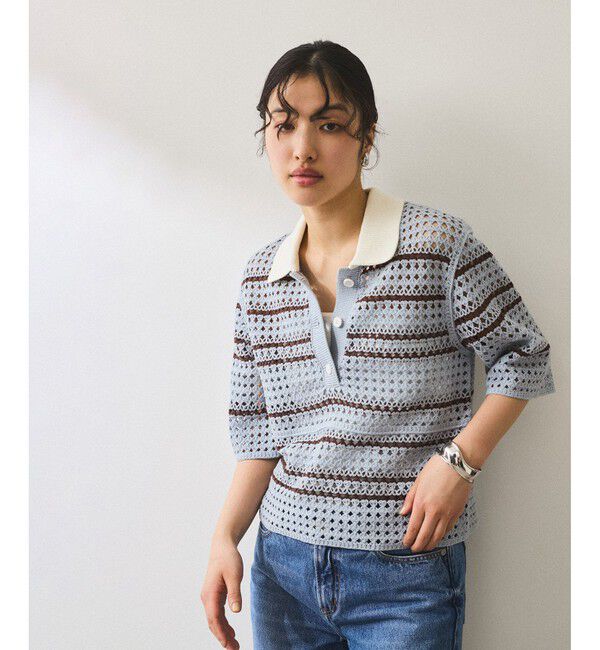 ADAM ET ROPE'「【WEB限定】クロシェニットポロ」|ニット・セーター|