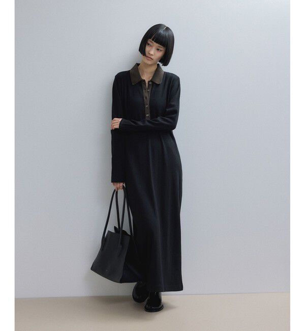 ADAM ET ROPE'「【WEB限定】・【定番人気】ポロシャツワンピース」|ワンピース|ブラック系(03)
