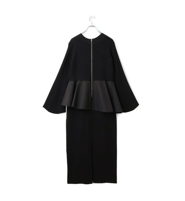 ADAM ET ROPE'「【サステナブル】ペプラムコンビニットワンピース/オケージョン対応」|ワンピース|