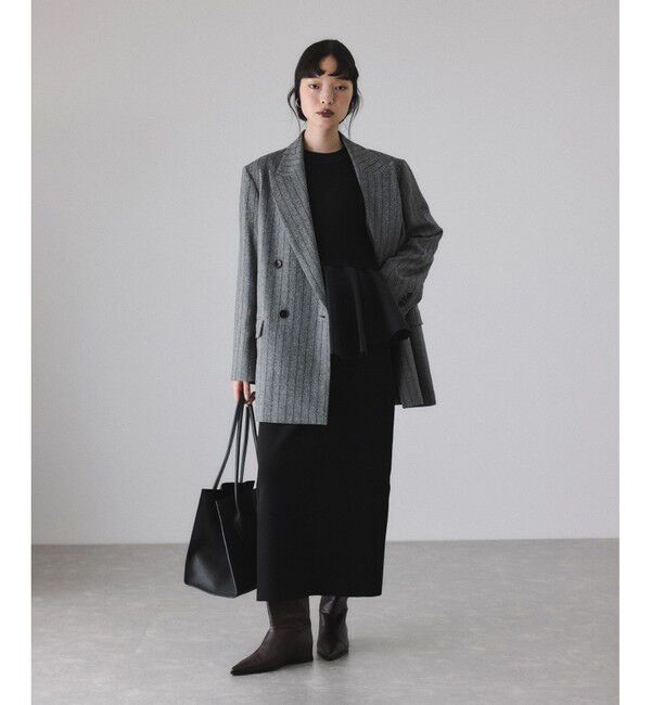 ADAM ET ROPE'「【サステナブル】ペプラムコンビニットワンピース/オケージョン対応」|ワンピース|