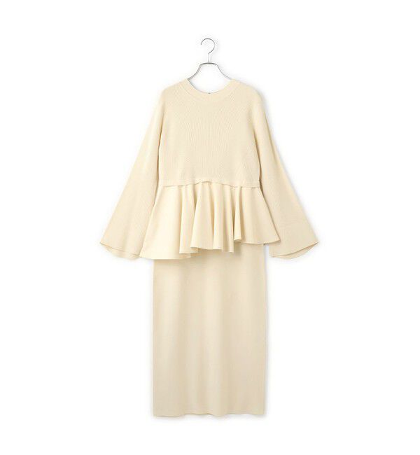 ADAM ET ROPE'「【サステナブル】ペプラムコンビニットワンピース/オケージョン対応」|ワンピース|