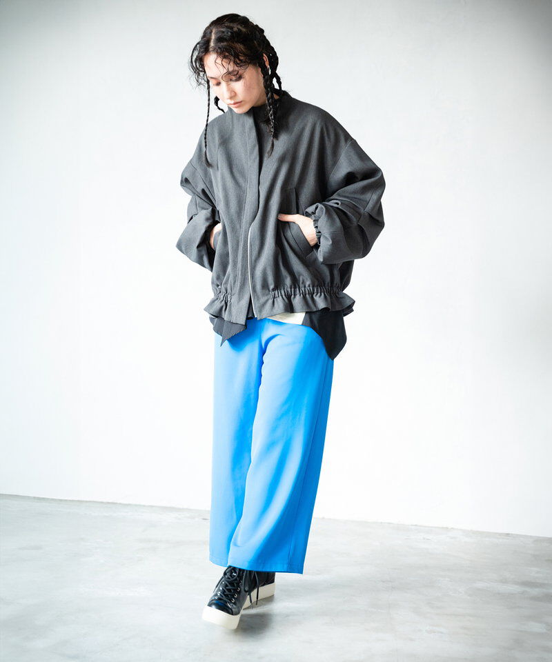  「タックスリーブギャザーブルゾン」|ノーカラーコート|