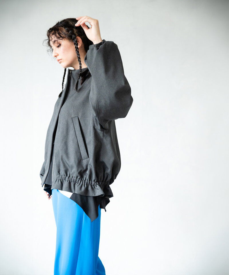  「タックスリーブギャザーブルゾン」|ノーカラーコート|