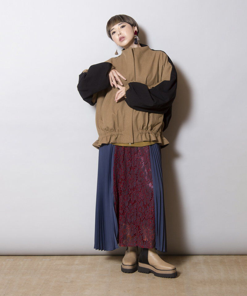  「タックスリーブギャザーブルゾン」|ノーカラーコート|