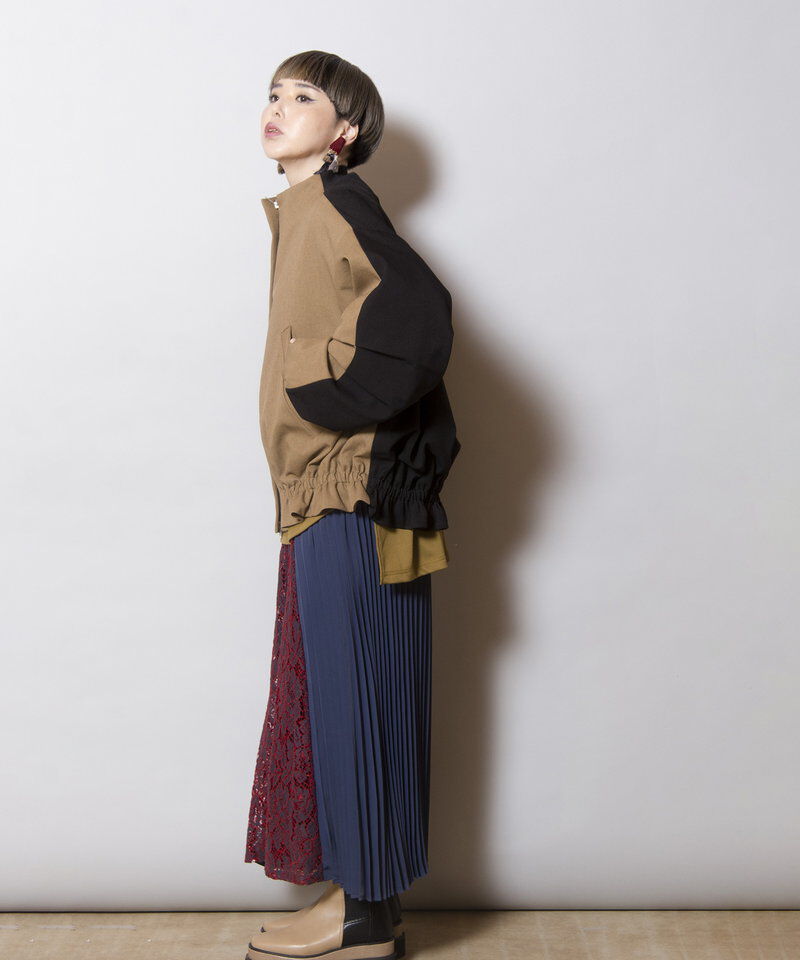  「タックスリーブギャザーブルゾン」|ノーカラーコート|