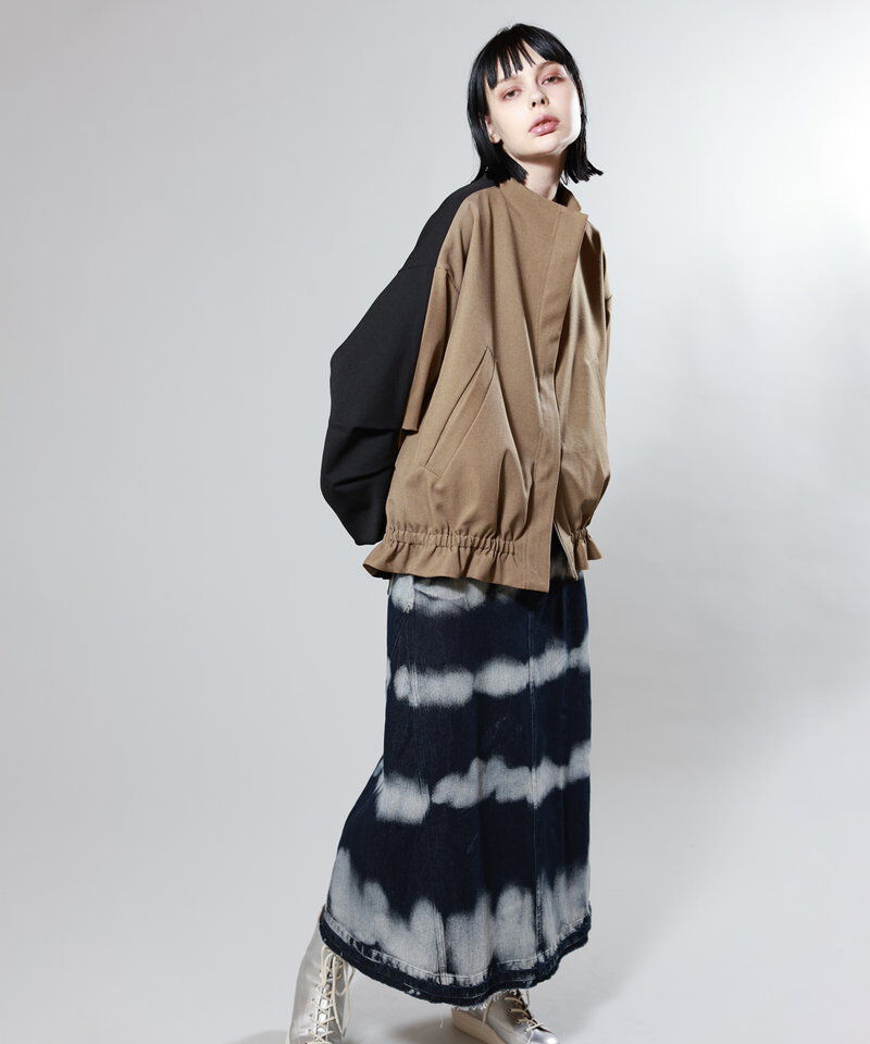  「タックスリーブギャザーブルゾン」|ノーカラーコート|