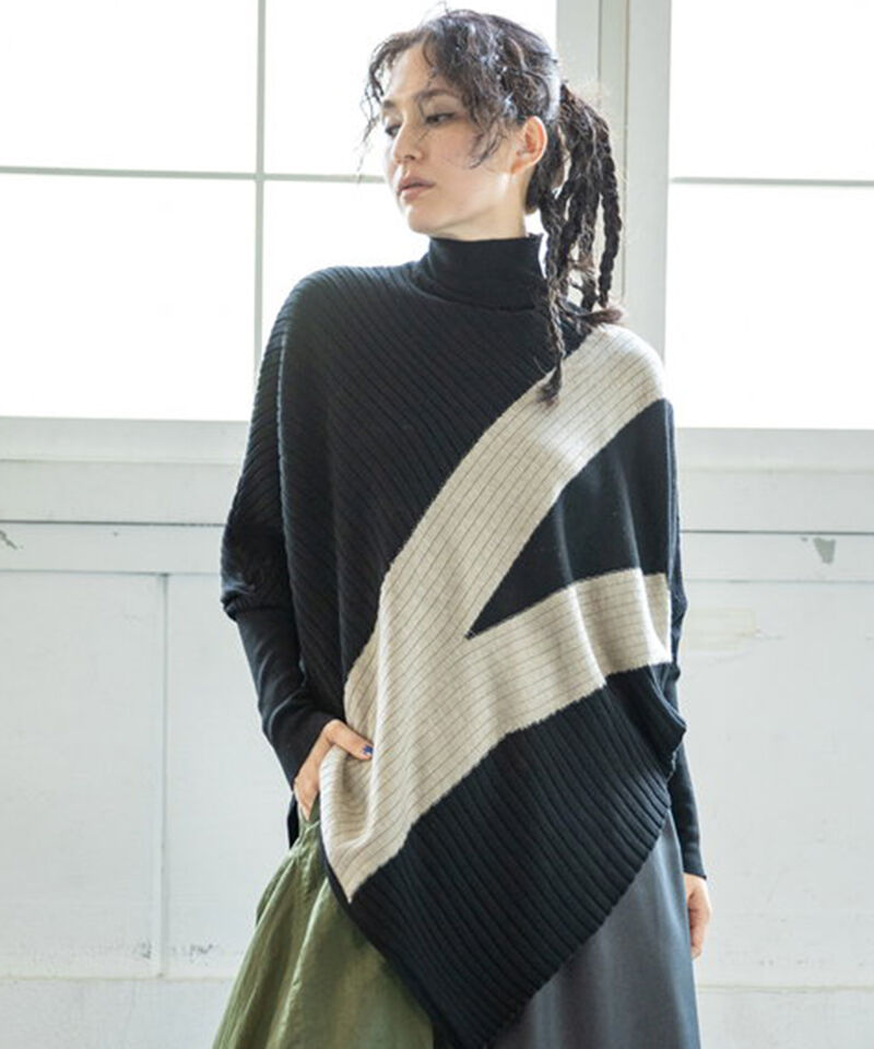  「変形ニットプルオーバー」|ニット・セーター|BLACK