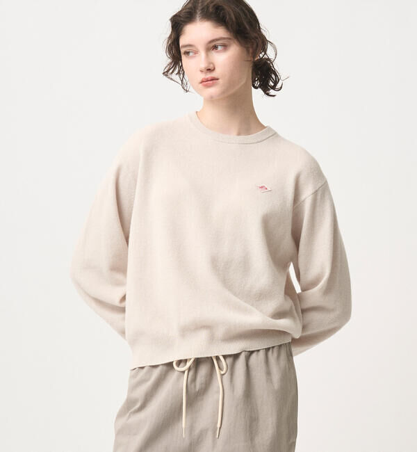 DANTON「DANTON | ラムウール クルーネックニットプルオーバー WOMEN」|ニット・セーター|OFFWHITE