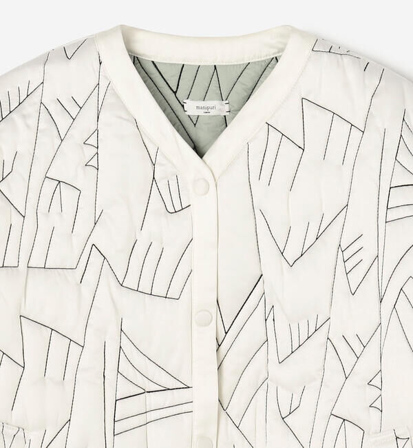  「manipuri | リバーシブル キルティングジャケット ECRU WOMEN」|ダウン|