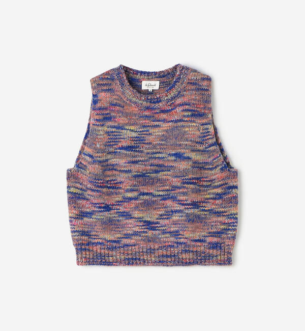 LE GLAZIK「LE GLAZIK | ミックスカラーヤーン ニットベスト WOMEN」|ベスト・ジレ|BLUE系1