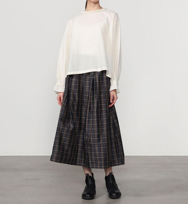 LE GLAZIK「LE GLAZIK | メモリーツイル タックスカート CHECK WOMEN」|スカート|