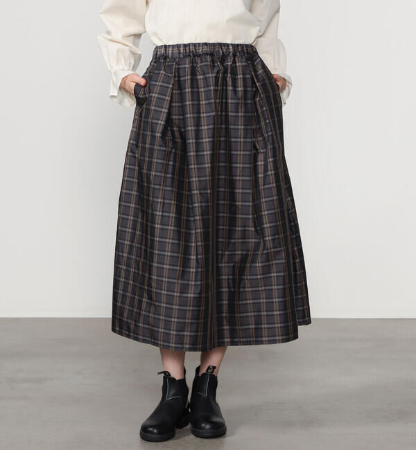 LE GLAZIK「LE GLAZIK | メモリーツイル タックスカート CHECK WOMEN」|スカート|